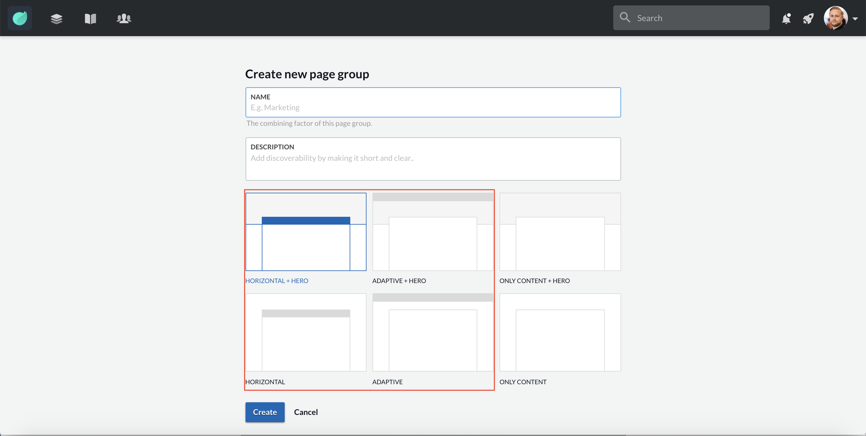 Creating a New Page Group